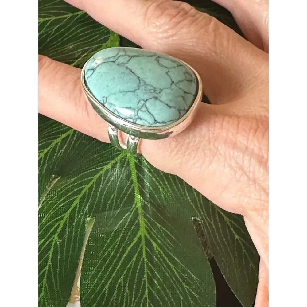 BOGO FREE 7.5 howlight silver western costume ring